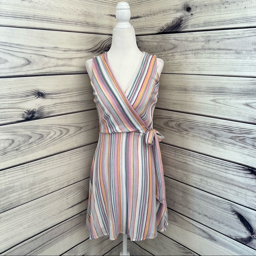 ANAMA Multicolor Striped Sleeveless Wrap Dress Size XS